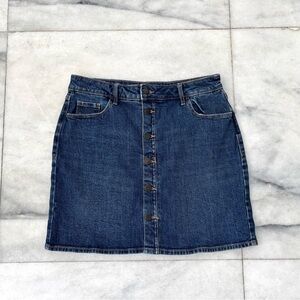 Old Navy Denim Skirt High Rise Button Fly Jean Stretch Womens 10 Preppy 90s Y2K